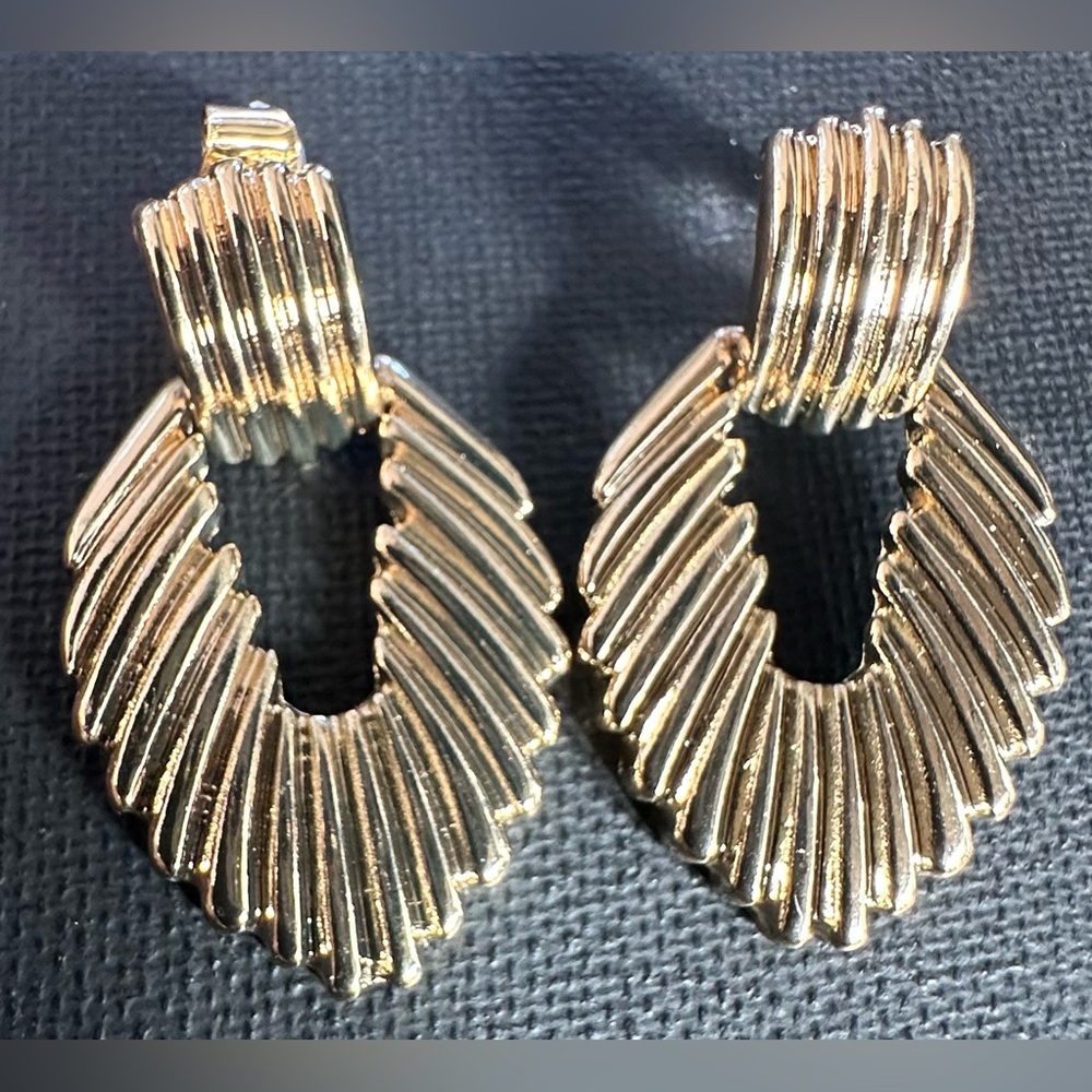14K Gold Dipped door knocker Brass base pierced earrings